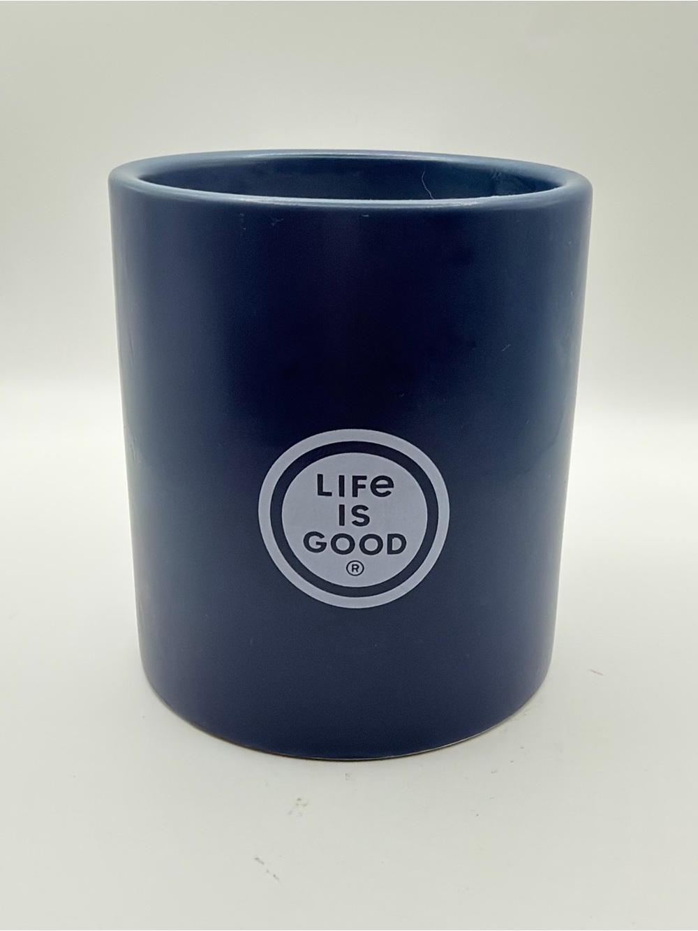 Life Is Good Navy Ceramic soy candle orange blossom jasmine cedar